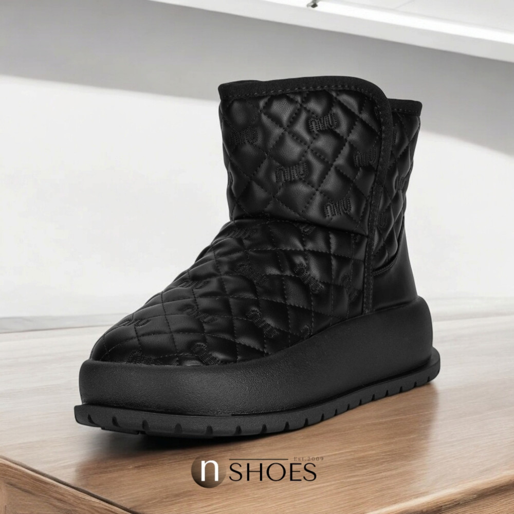 Женские черные кожаные зимние угги ALLSY Lonza модель 5713