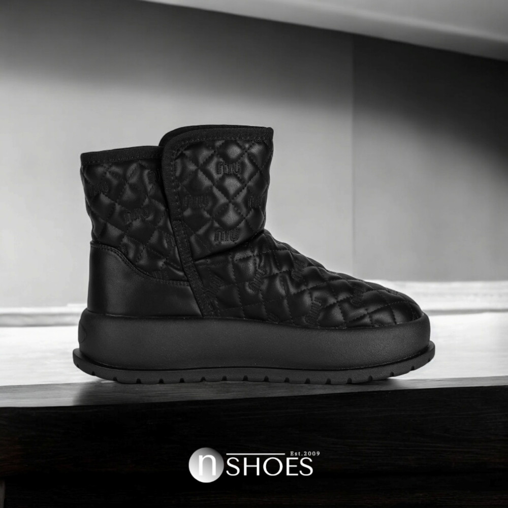 Женские черные кожаные зимние угги ALLSY Lonza модель 5713