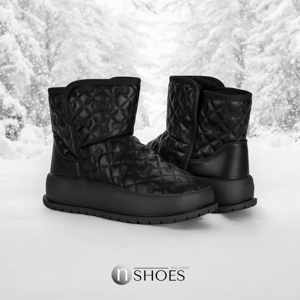 Женские черные кожаные зимние угги ALLSY Lonza модель 5713