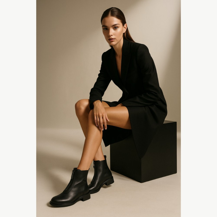 Женские черные кожаные демисезонные ботинки Anna Lucci 190873 dx793-9a black 5714