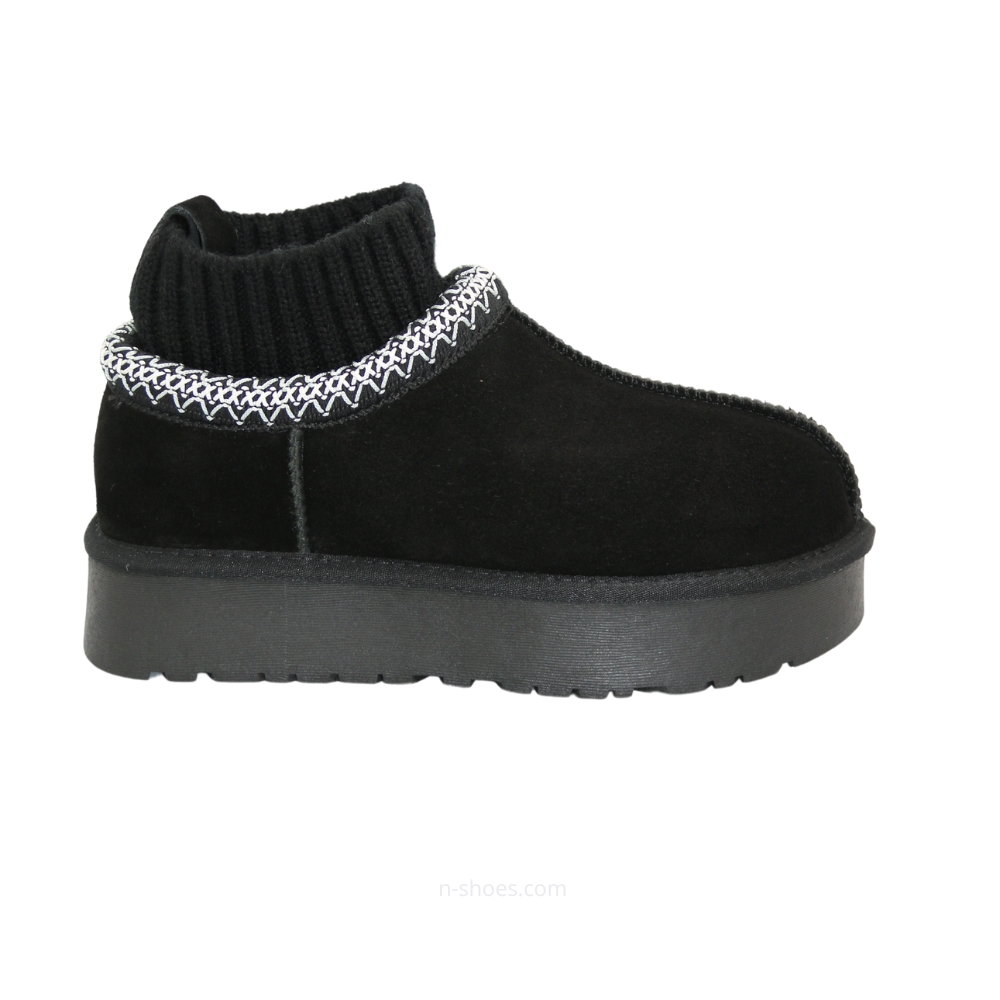 Women’s Black Winter Suede UGG-Style Boots ALLSY Lonza with Embroidery