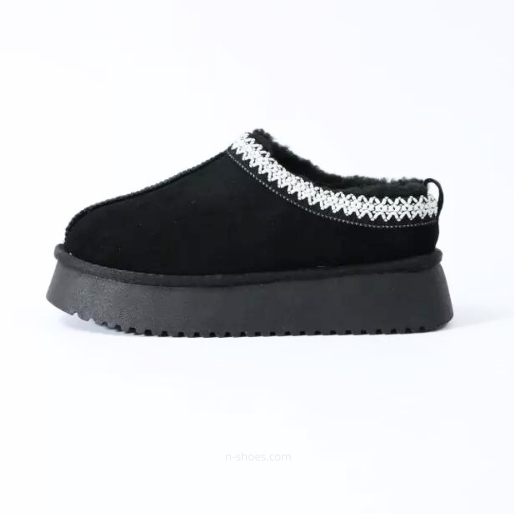 Women’s Black Winter Suede UGG-Style Boots ALLSY Lonza with Embroidery