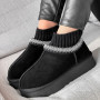 Women’s Black Winter Suede UGG-Style Boots ALLSY Lonza with Embroidery