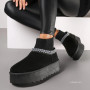 Women’s Black Winter Suede UGG-Style Boots ALLSY Lonza with Embroidery