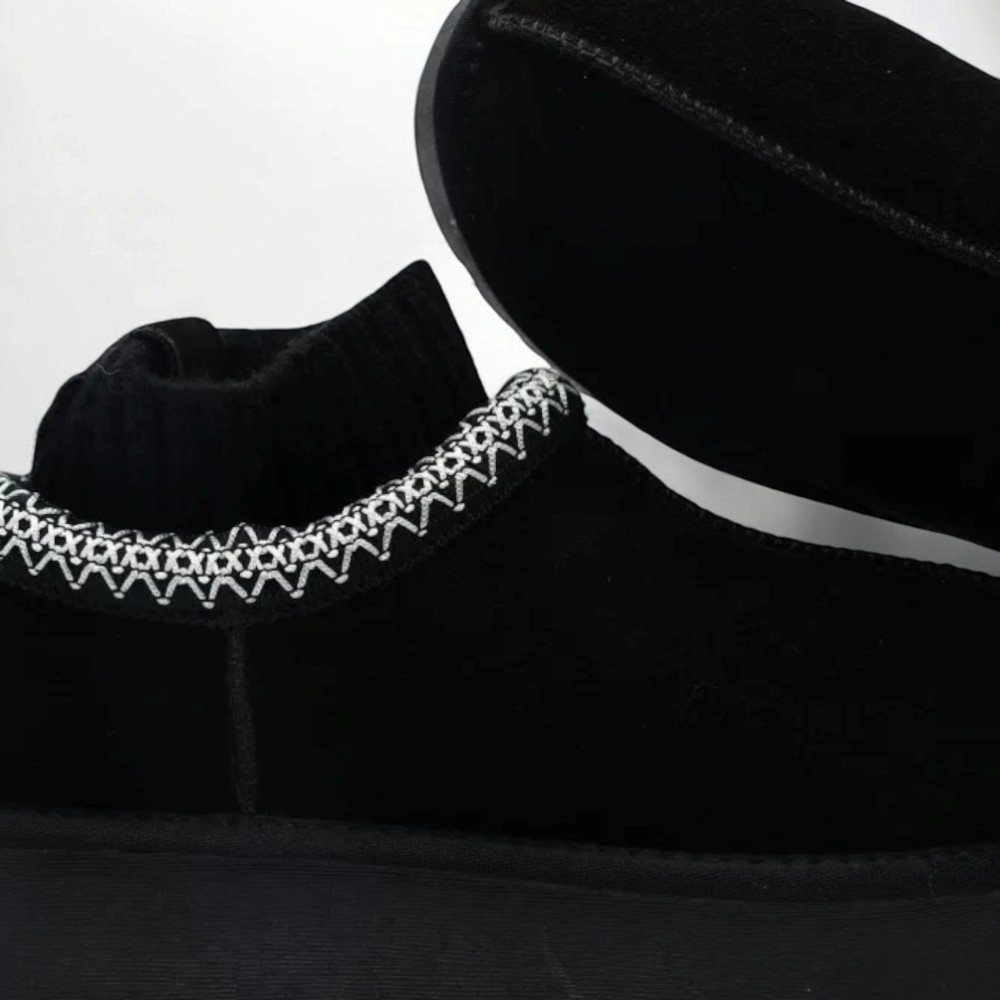 Women’s Black Winter Suede UGG-Style Boots ALLSY Lonza with Embroidery