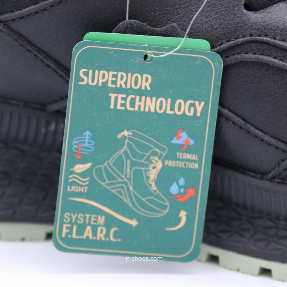 Women’s black leather mid-season sneakers GRUNBERG 148568-26-03E 5722 with fleece lining