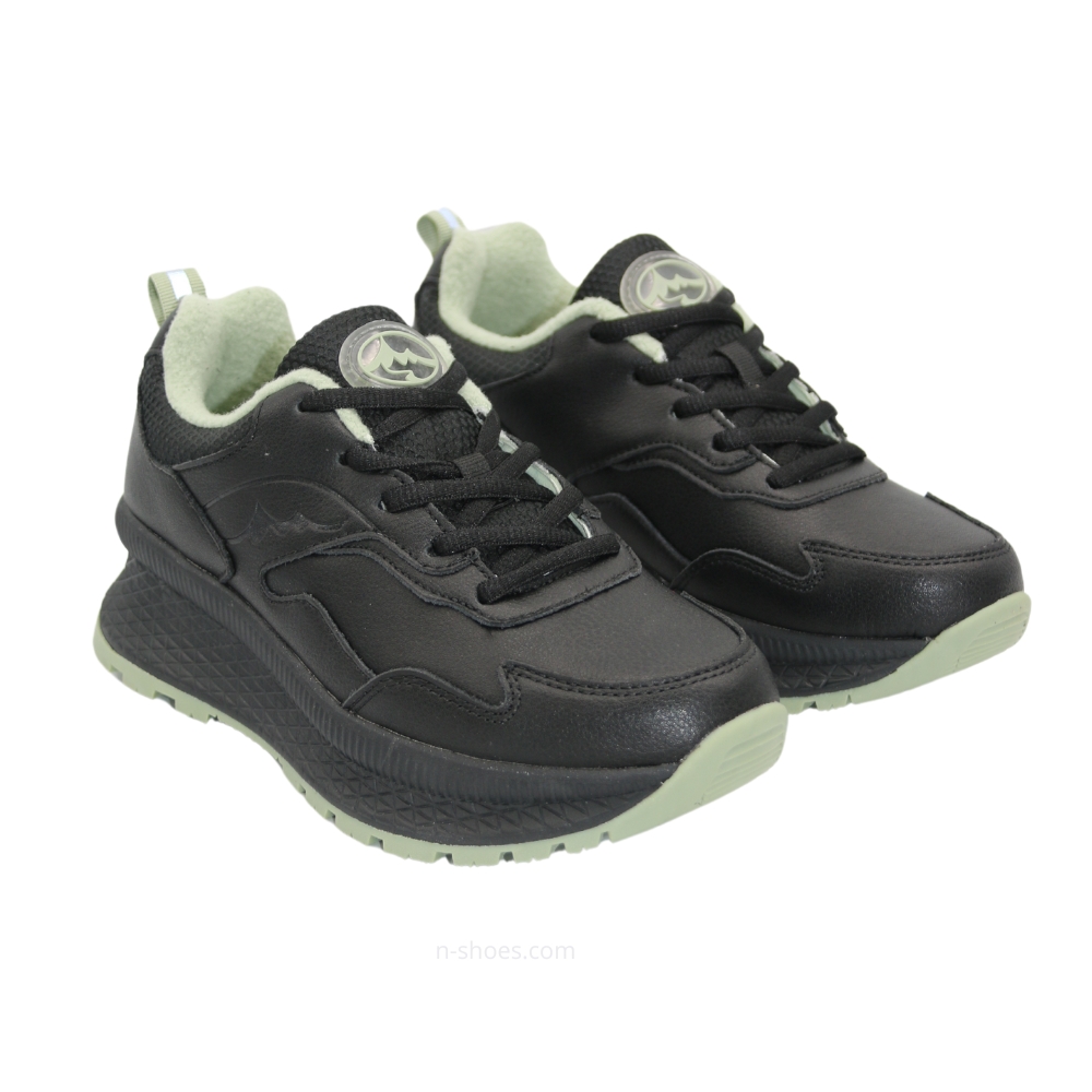 Women’s black leather mid-season sneakers GRUNBERG 148568-26-03E 5722 with fleece lining