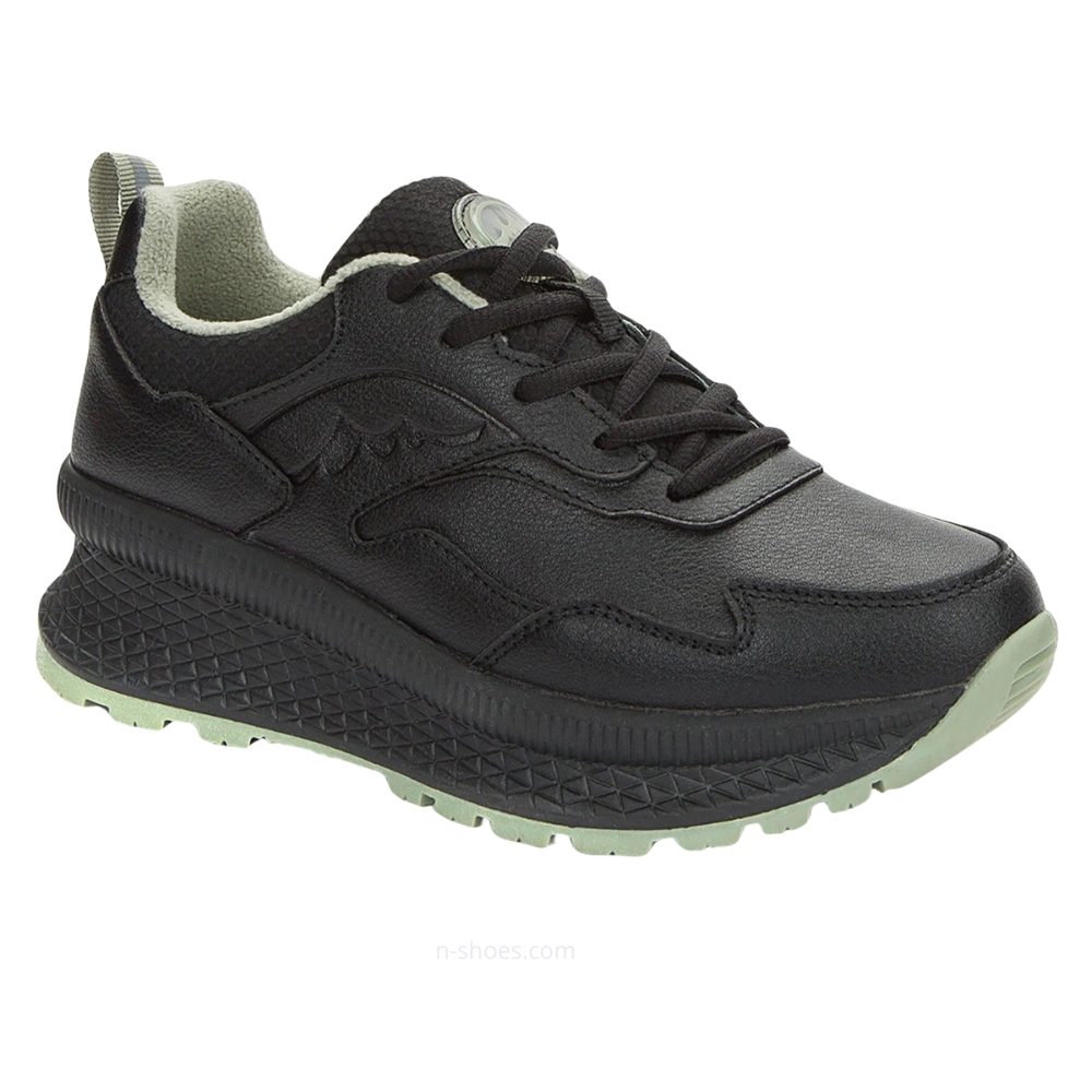 Women’s black leather mid-season sneakers GRUNBERG 148568-26-03E 5722 with fleece lining