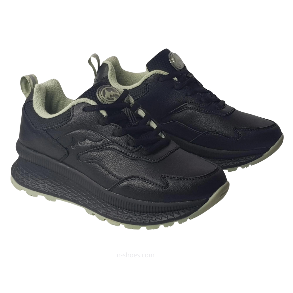 Women’s black leather mid-season sneakers GRUNBERG 148568-26-03E 5722 with fleece lining