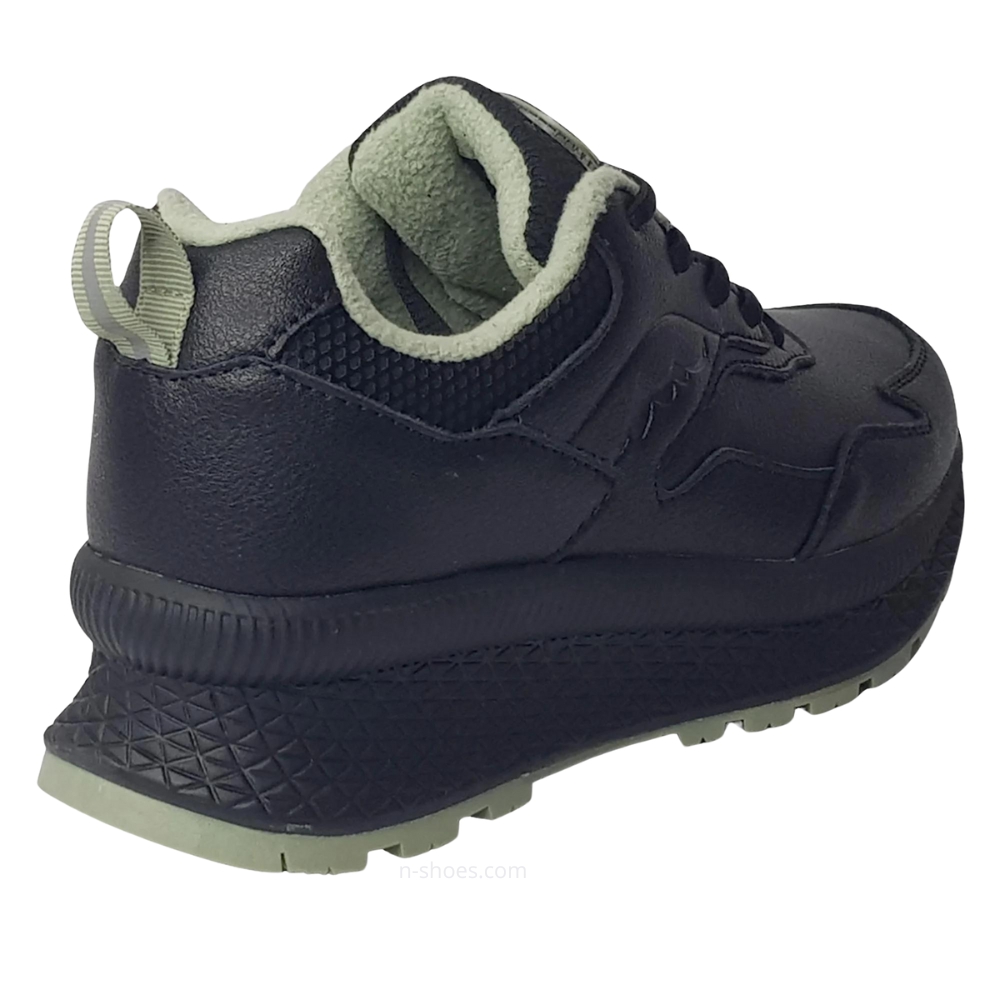 Women’s black leather mid-season sneakers GRUNBERG 148568-26-03E 5722 with fleece lining