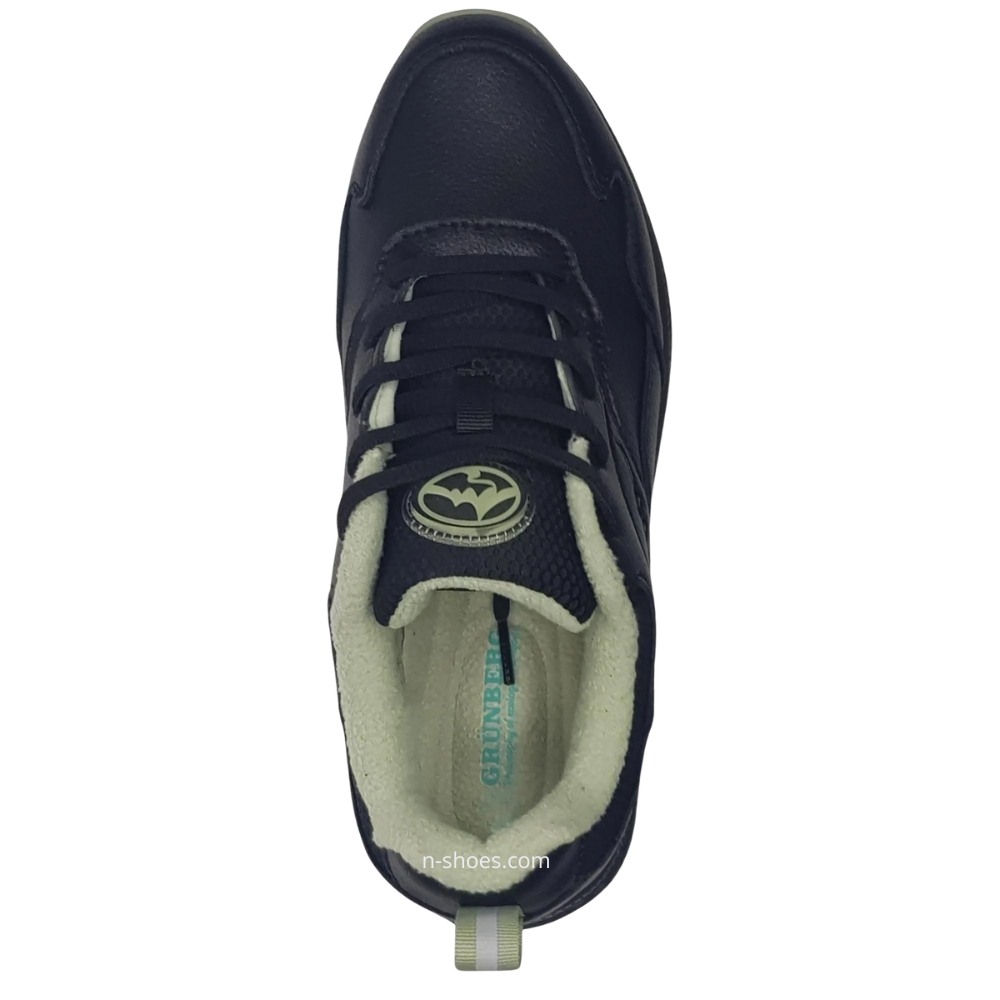 Women’s black leather mid-season sneakers GRUNBERG 148568-26-03E 5722 with fleece lining