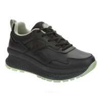 Women's black leather demi-season sneakers GRUNBERG 148568-26-03E 5722 with insulation on fleece made of genuine leather
