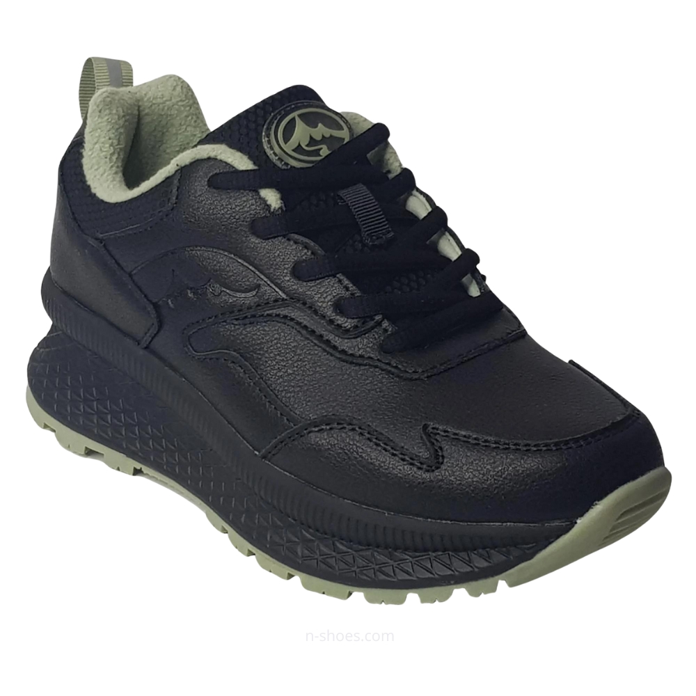 Women’s black leather mid-season sneakers GRUNBERG 148568-26-03E 5722 with fleece lining