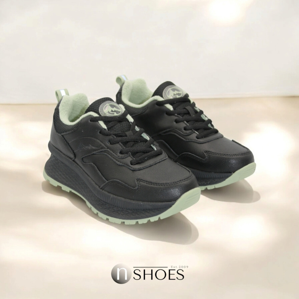 Women’s black leather mid-season sneakers GRUNBERG 148568-26-03E 5722 with fleece lining