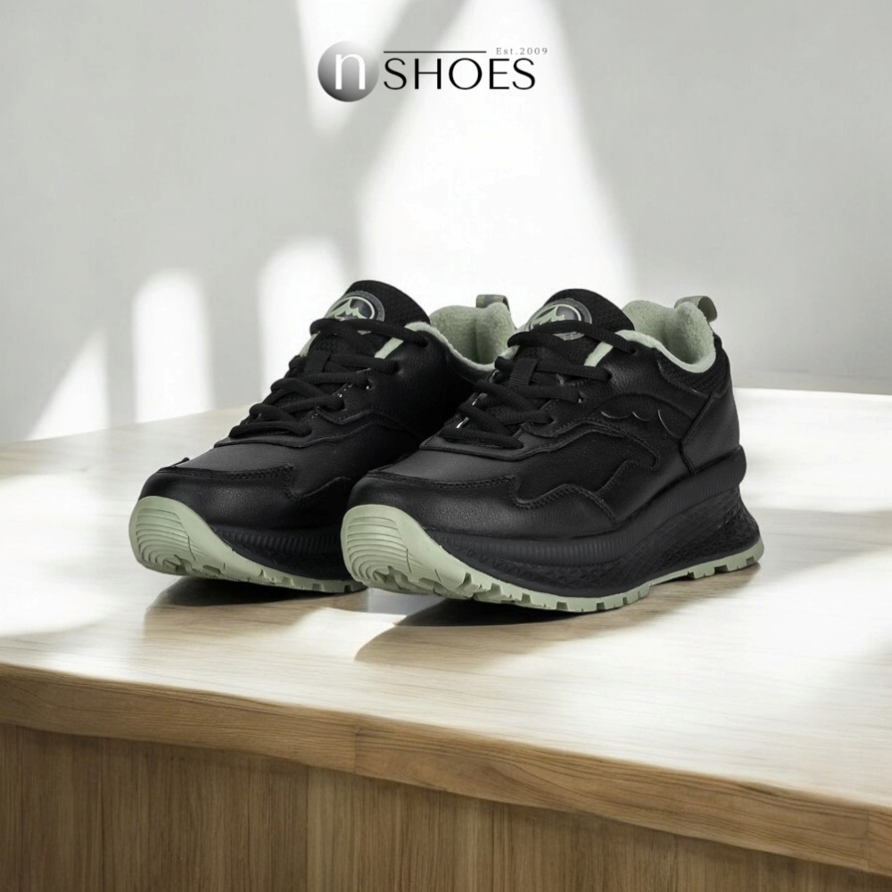 Women’s black leather mid-season sneakers GRUNBERG 148568-26-03E 5722 with fleece lining