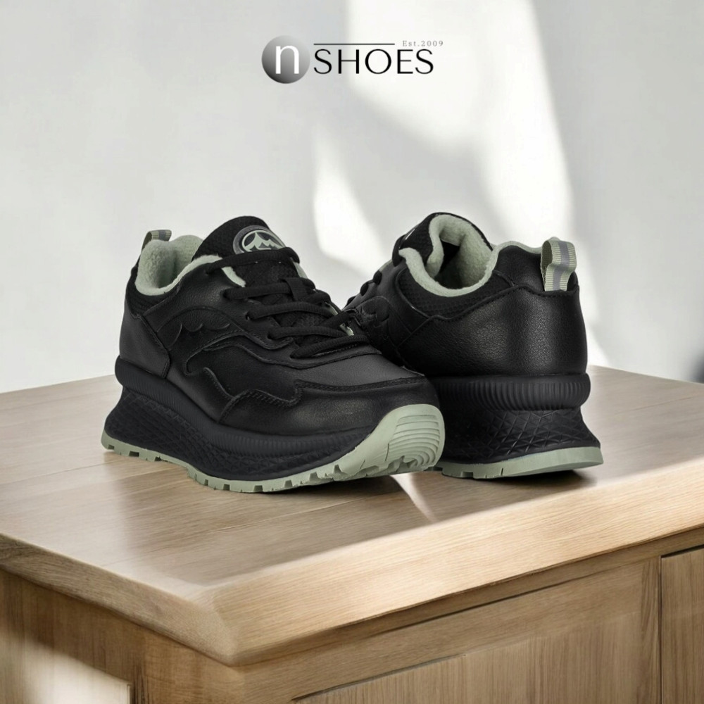 Women’s black leather mid-season sneakers GRUNBERG 148568-26-03E 5722 with fleece lining