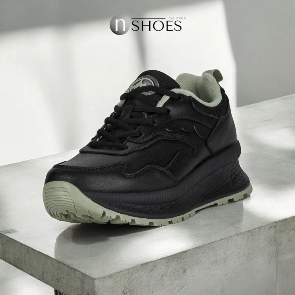 Women’s black leather mid-season sneakers GRUNBERG 148568-26-03E 5722 with fleece lining