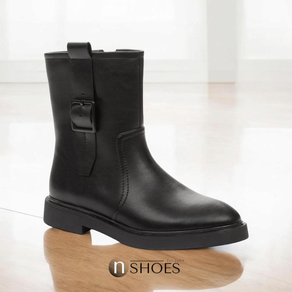 Black Mid-Season Leather Boots BETSY 948027 13-03W 5726 at N-SHOES