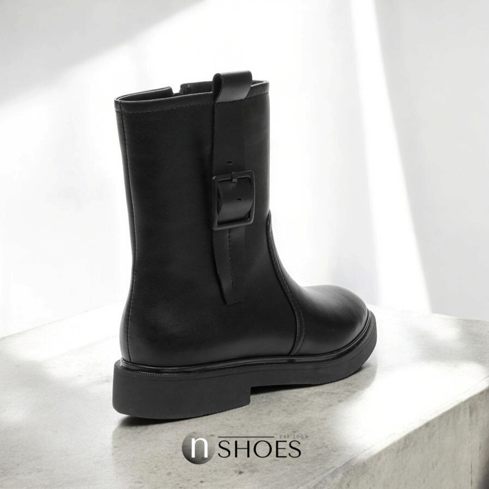 Black Mid-Season Leather Boots BETSY 948027 13-03W 5726 at N-SHOES