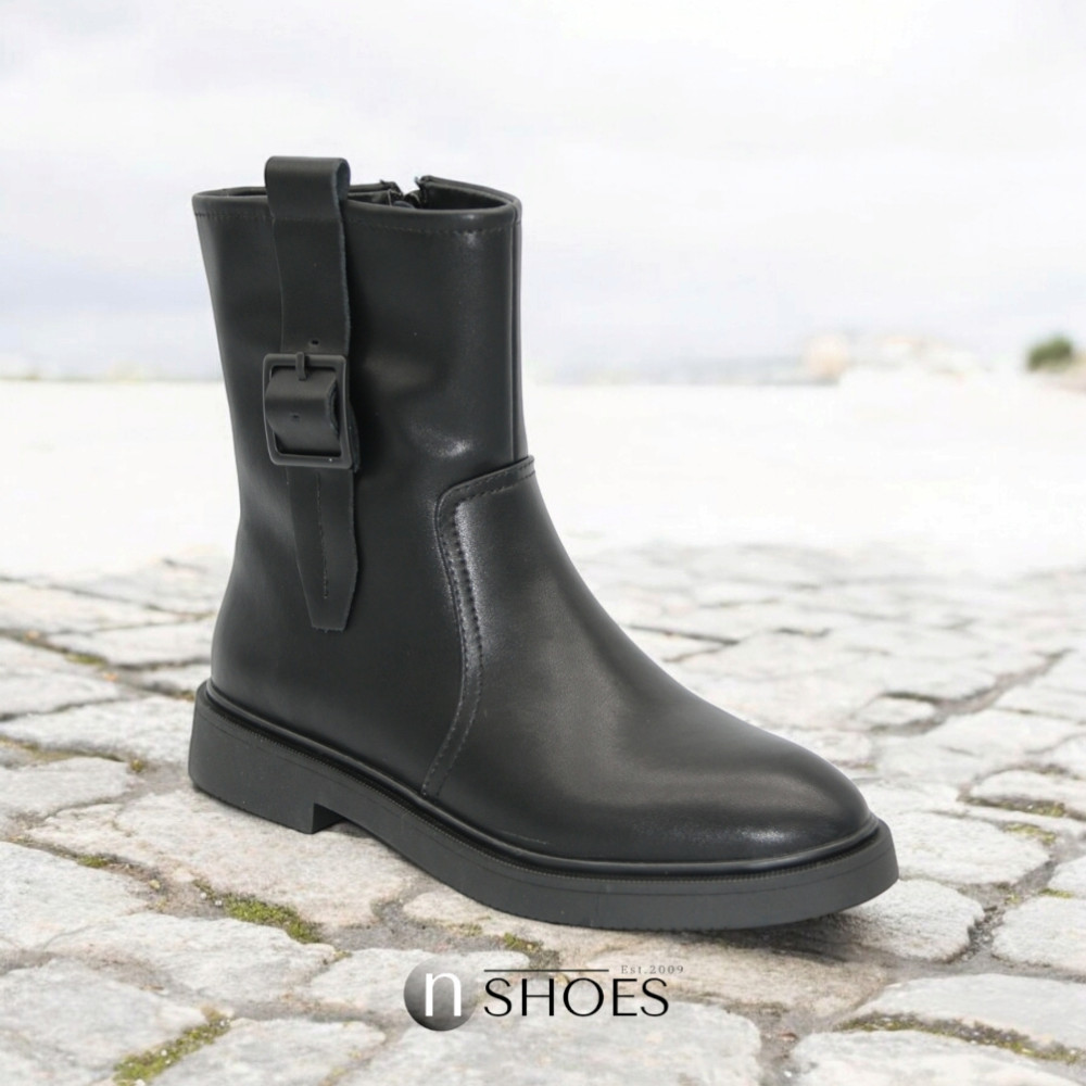 Black Mid-Season Leather Boots BETSY 948027 13-03W 5726 at N-SHOES