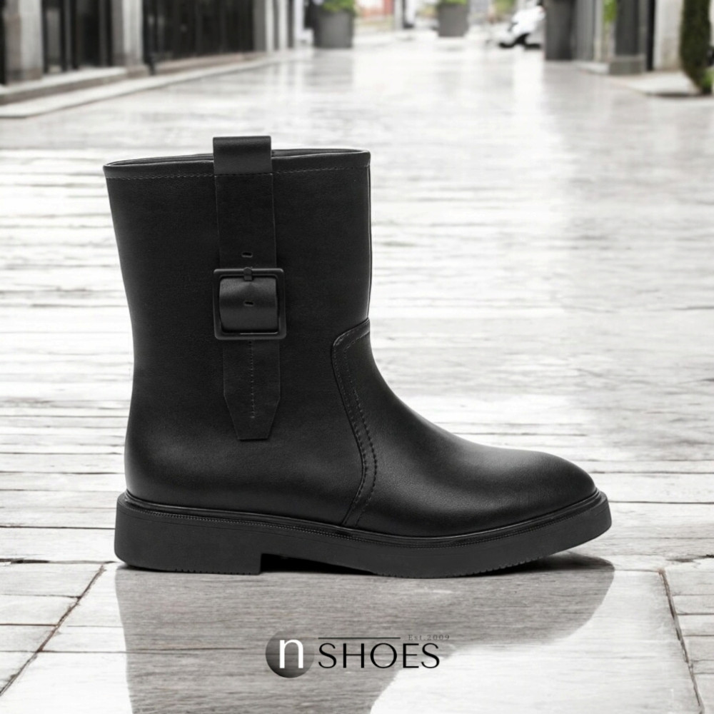 Black Mid-Season Leather Boots BETSY 948027 13-03W 5726 at N-SHOES