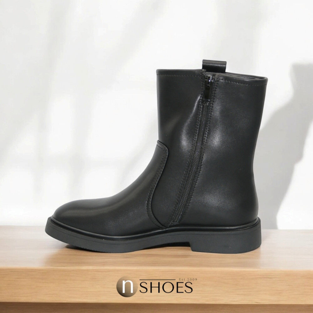 Black Mid-Season Leather Boots BETSY 948027 13-03W 5726 at N-SHOES