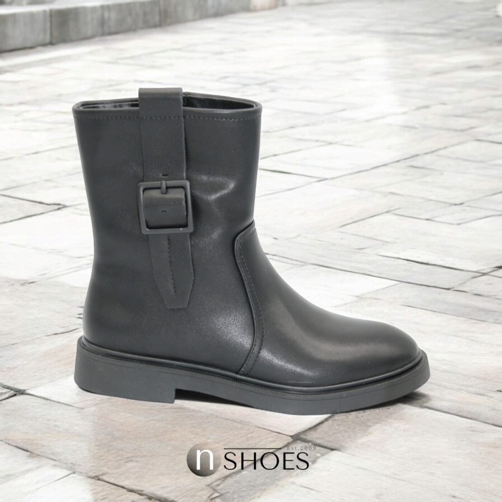 Black Mid-Season Leather Boots BETSY 948027 13-03W 5726 at N-SHOES