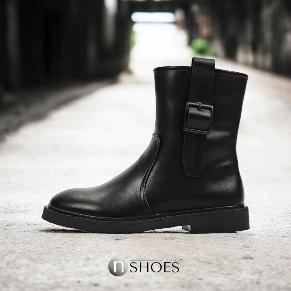 Black Mid-Season Leather Boots BETSY 948027 13-03W 5726 at N-SHOES