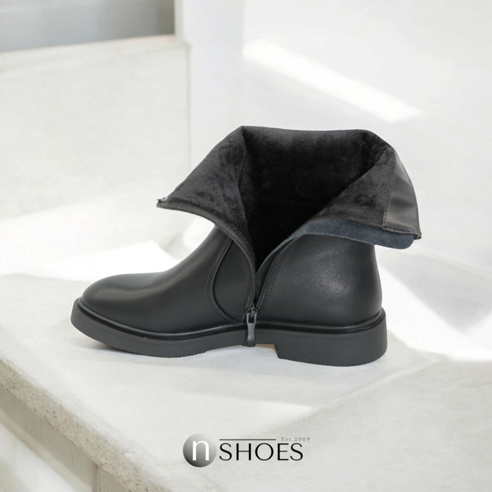 Black Mid-Season Leather Boots BETSY 948027 13-03W 5726 at N-SHOES
