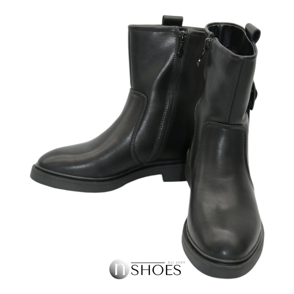Black Mid-Season Leather Boots BETSY 948027 13-03W 5726 at N-SHOES