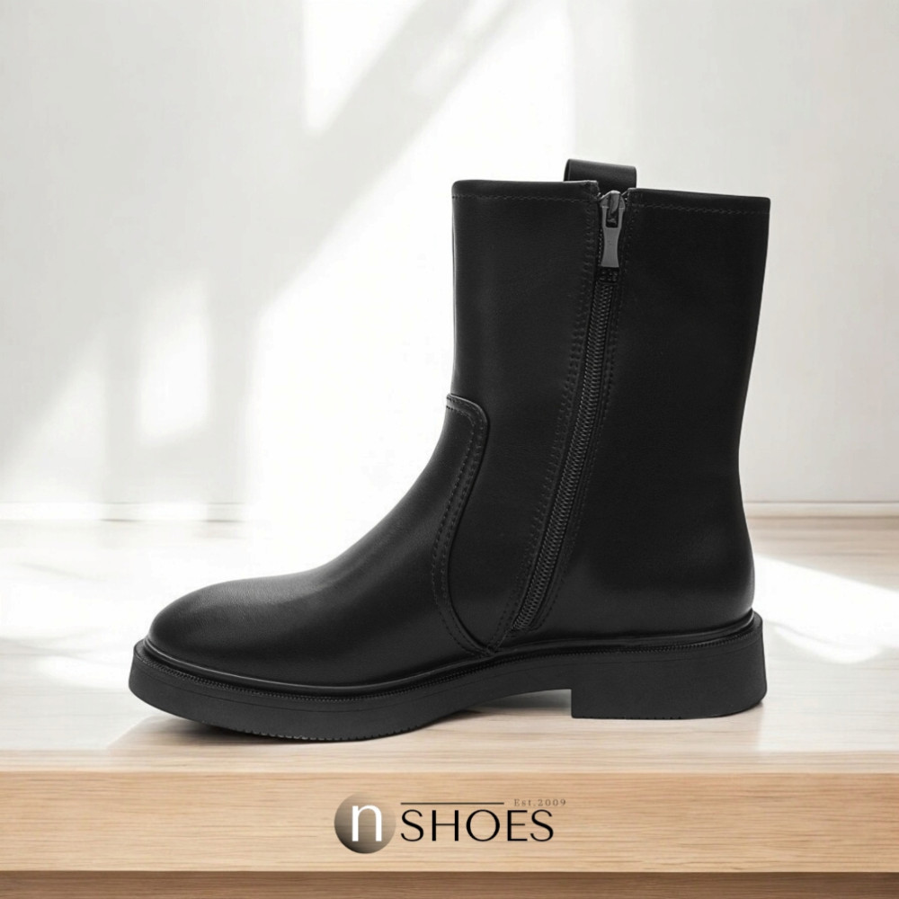 Black Mid-Season Leather Boots BETSY 948027 13-03W 5726 at N-SHOES