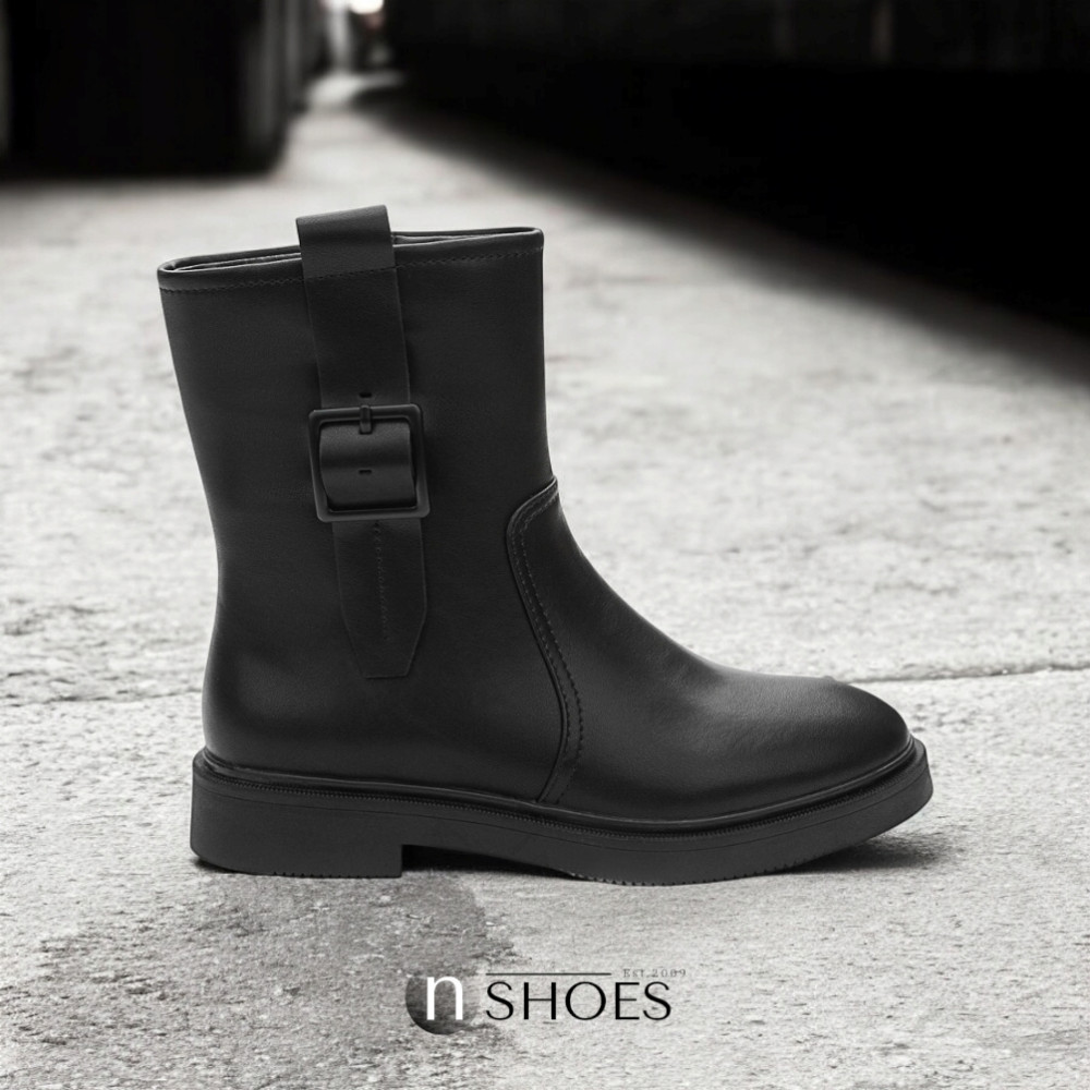 Black Mid-Season Leather Boots BETSY 948027 13-03W 5726 at N-SHOES