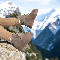 Women's beige suede ugg boots with high soles ALLSY Lonza 192318 187945 082-97b beige 5735 winter made of genuine leather with wool insulation
