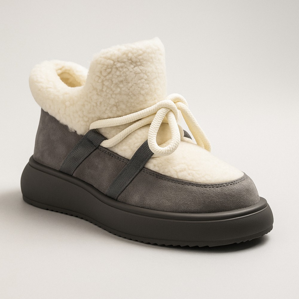 Модні жіночі сіро-білі замшеві уггі ALLSY Lonza 192419 191057 89393-80b модель 5736