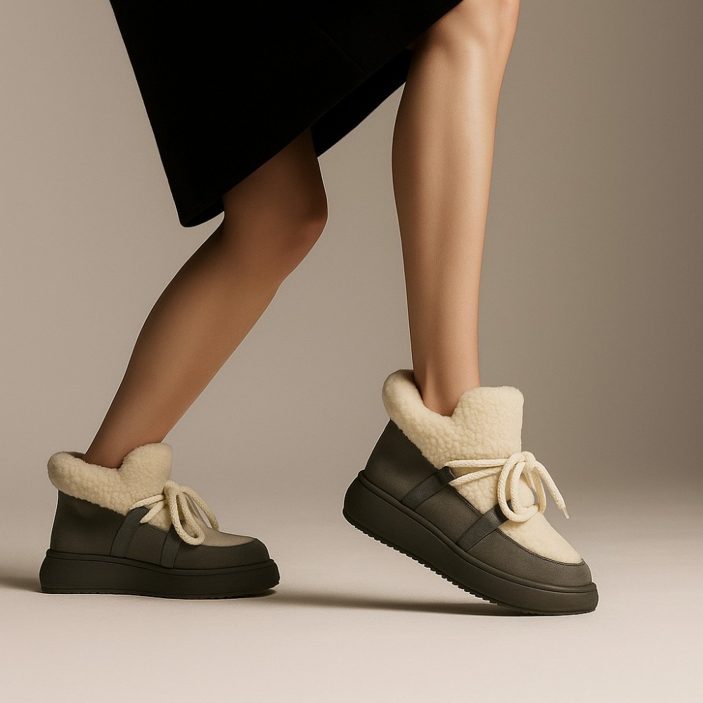 Модні жіночі сіро-білі замшеві уггі ALLSY Lonza 192419 191057 89393-80b модель 5736