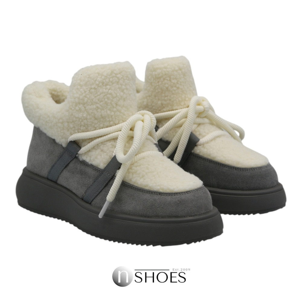 Модні жіночі сіро-білі замшеві уггі ALLSY Lonza 192419 191057 89393-80b модель 5736