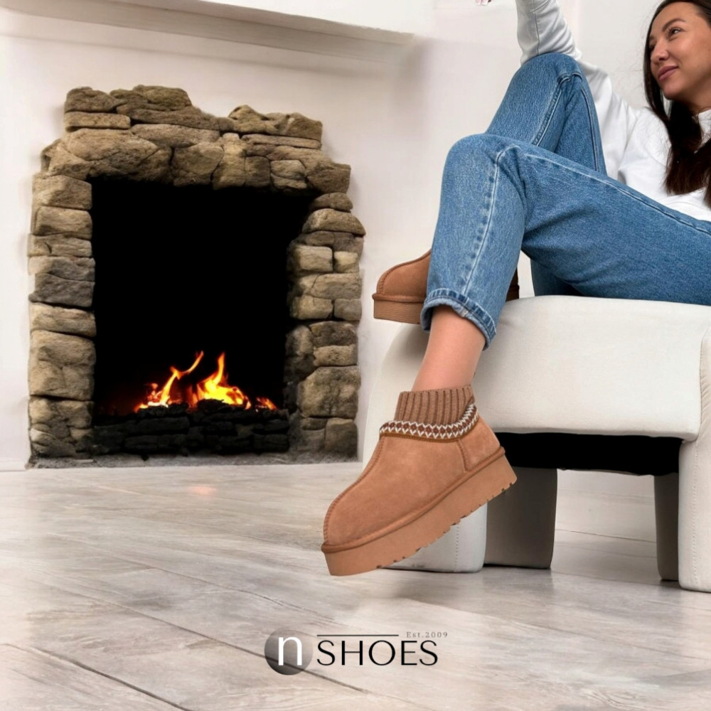 Замшеві жіночі сноубутси з вишиванкою ALLSY Lonza 192424 модель 5738