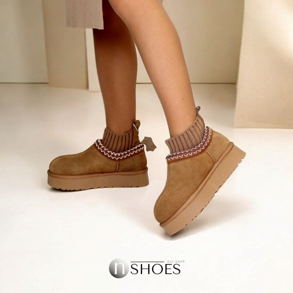 Замшеві жіночі сноубутси з вишиванкою ALLSY Lonza 192424 модель 5738