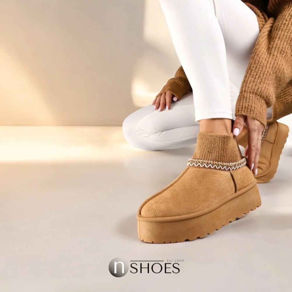 Замшеві жіночі сноубутси з вишиванкою ALLSY Lonza 192424 модель 5738