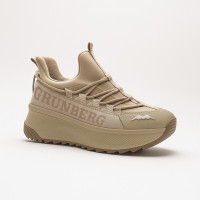 Women's beige demi-season sneakers on a platform with thermal insulation GRUNBERG 148880 01-03E 5744 made of waterproof micropolytex