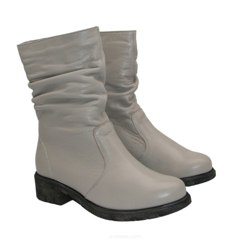 Women's gray leather winter half-boots boots Steizer l z23-33 gray gr 5751 made of genuine leather and wool from a Polish factory