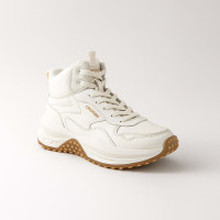 Women's winter boots sneakers made of genuine leather CROSBY 448178 09-03 5753 light milky shade wool lining in the style of Guess Micola