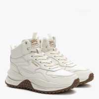 Women's winter boots sneakers made of genuine leather CROSBY 448178 09-03 5753 light milky shade wool lining in the style of Guess Micola