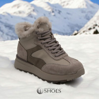 Жіночі сірі кросівки черевики ALLSY Lonza 190951 9980-17c coffe 5755 з натуральної шкіри та вовни від української торгової марки