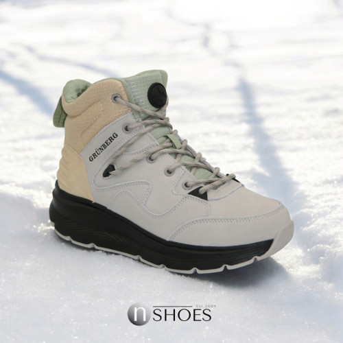 Women's gray winter boots GRUNBERG 128515 14-04W 5760 made of genuine leather with wool insulation from the Italian brand