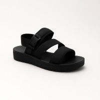 Women's light black sandals JENNY WYL0510-06 5785 single-color with elastic bands and a small wedge heel are ideal for summer