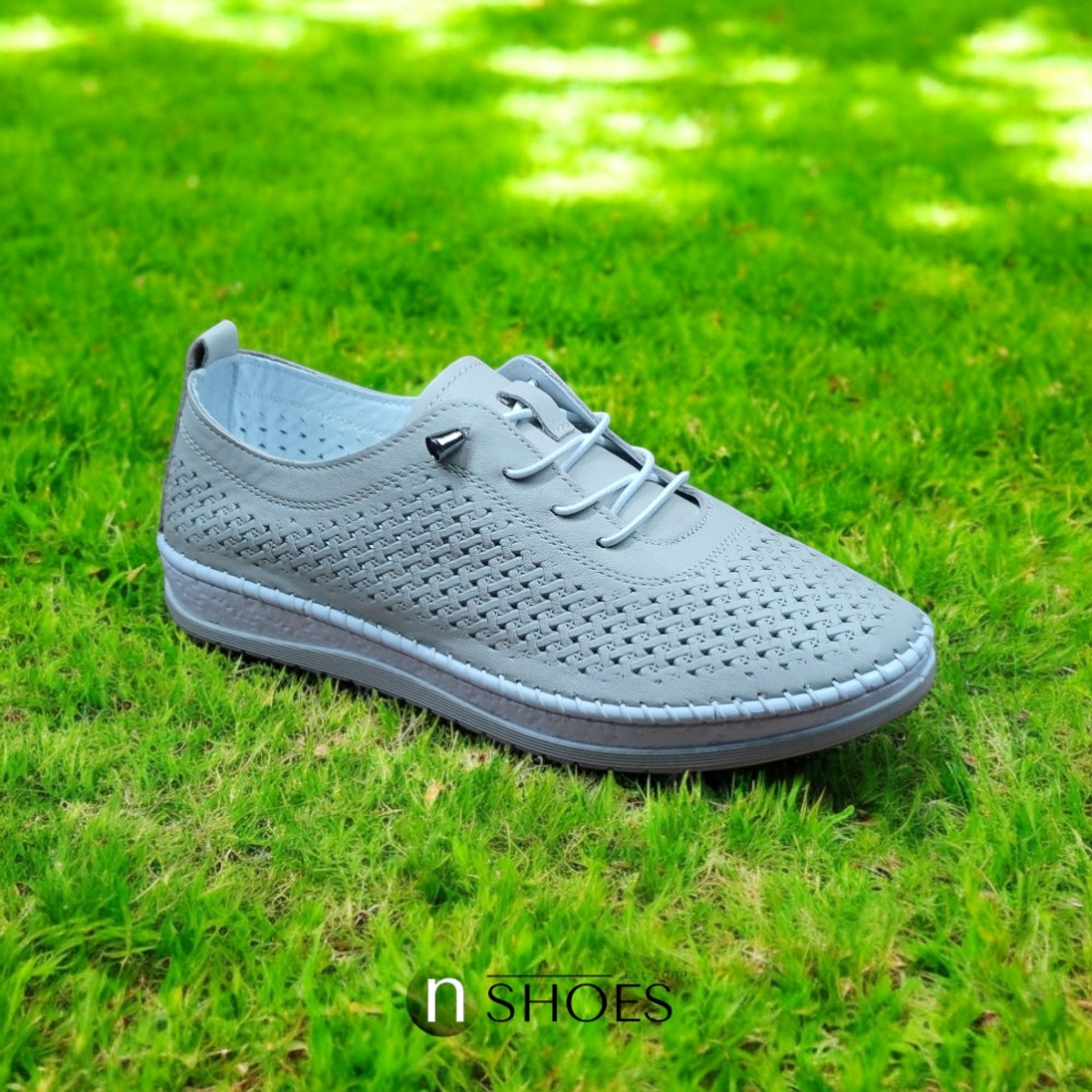 Женские кожаные мокасины Anna Lucci (Турция) 19484 1800 Silver Grey 5788