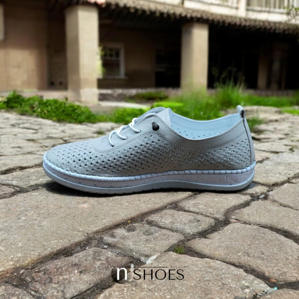 Женские кожаные мокасины Anna Lucci (Турция) 19484 1800 Silver Grey 5788