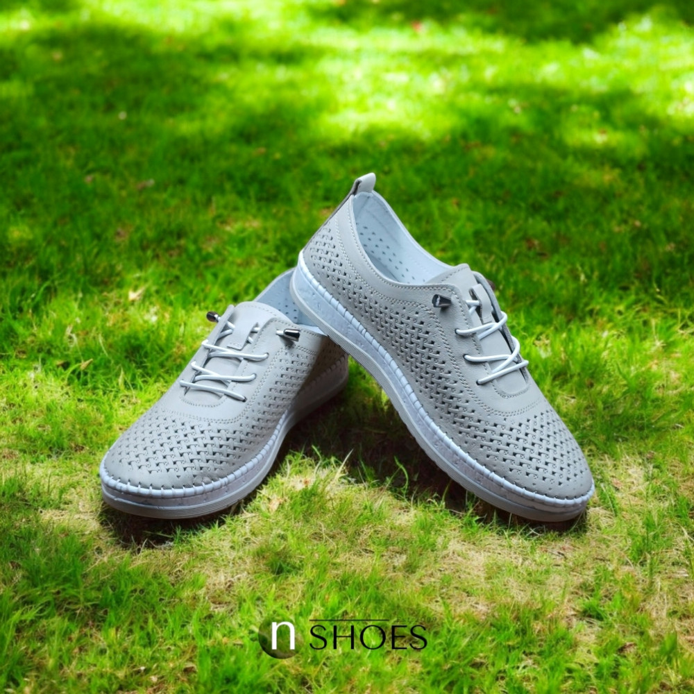 Женские кожаные мокасины Anna Lucci (Турция) 19484 1800 Silver Grey 5788