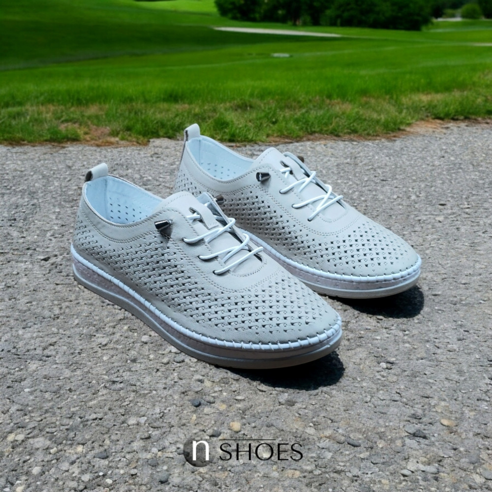 Женские кожаные мокасины Anna Lucci (Турция) 19484 1800 Silver Grey 5788